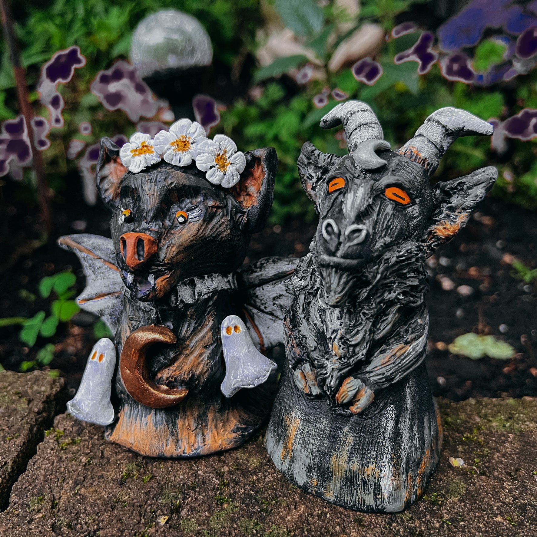 Witch Familiar Custom Commissioned Sculpture Figurine Magical Creature bat cat rat owl toad goat dog wolf spirit animal