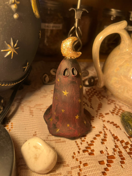 Astra Stardust Ghost Moon Sculpture Figurine Magical Whimsigoth Spooky Star Halloween Celestial Stars and Moon